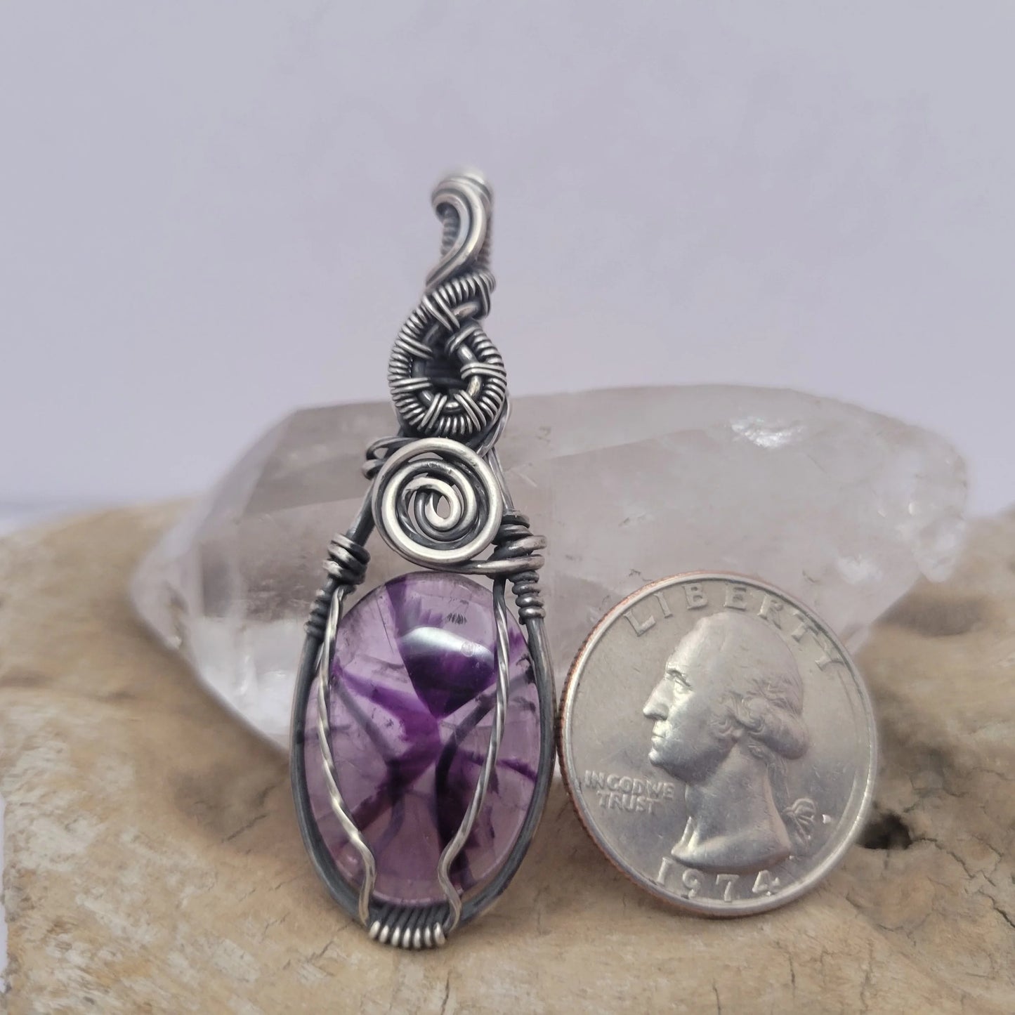 Handcrafted Amethyst Sterling Silver Pendant Necklace — product image 9