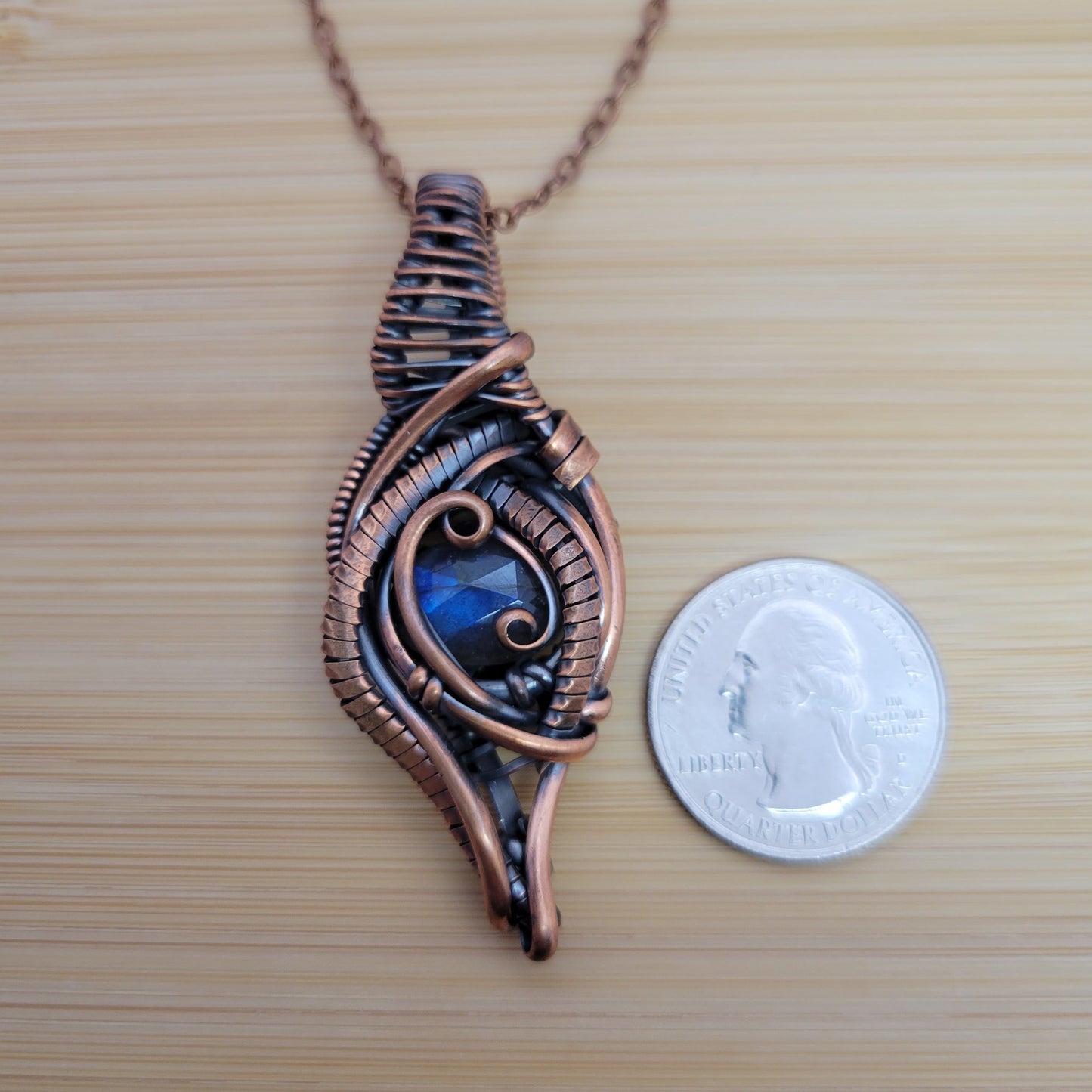 Handcrafted Labradorite Copper Pendant Necklace — product image 11