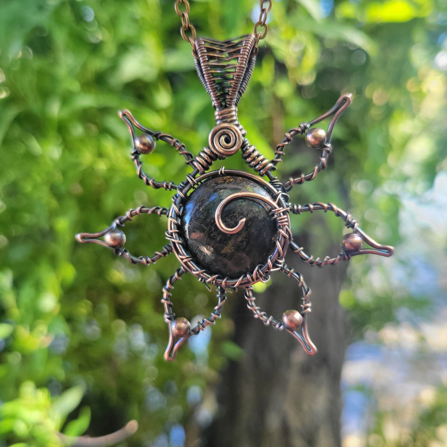 Handcrafted Copper Flower Pendant Necklace — product image 8
