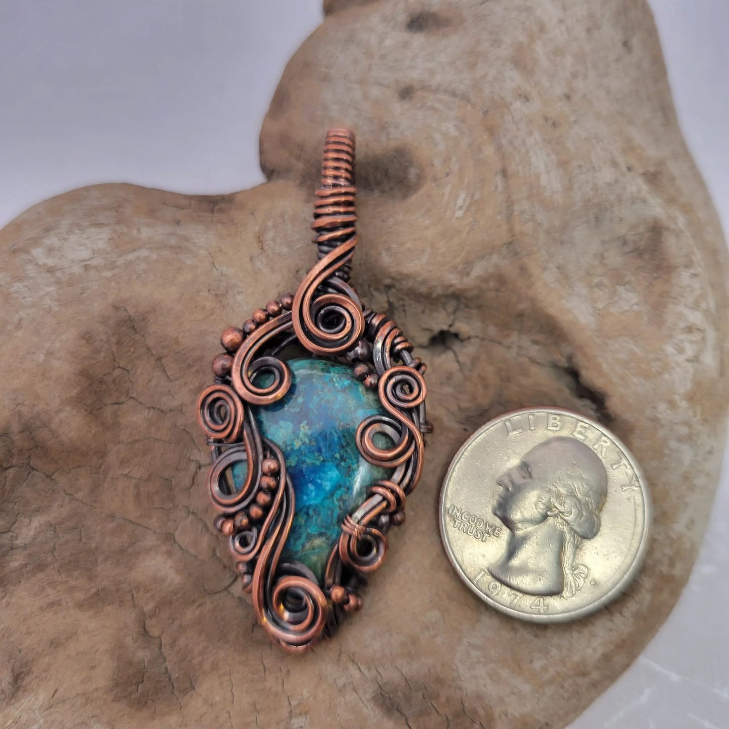 Handcrafted Shattuckite Copper Pendant Necklace — product image 6
