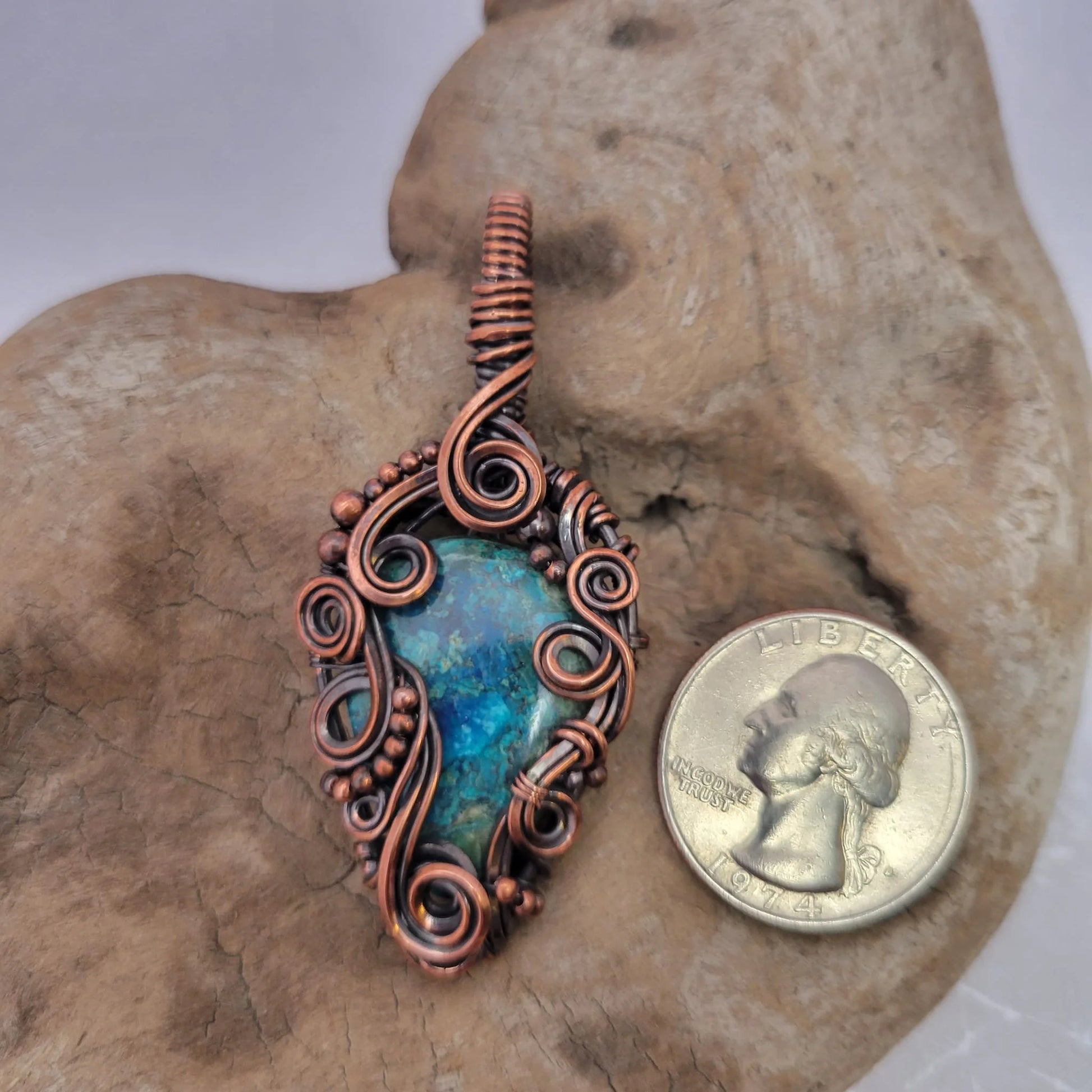 Handcrafted Shattuckite Copper Pendant Necklace — product image 6