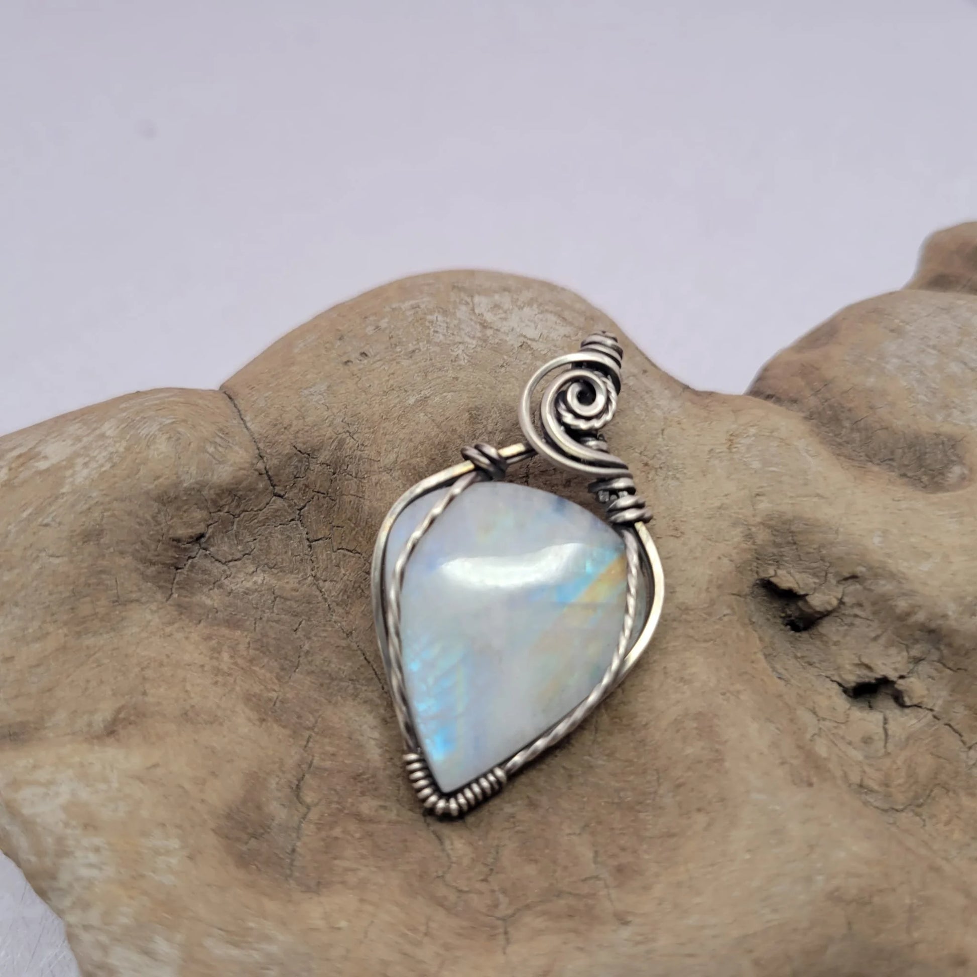 Handcrafted Moonstone Sterling Silver Pendant Necklace — close-up