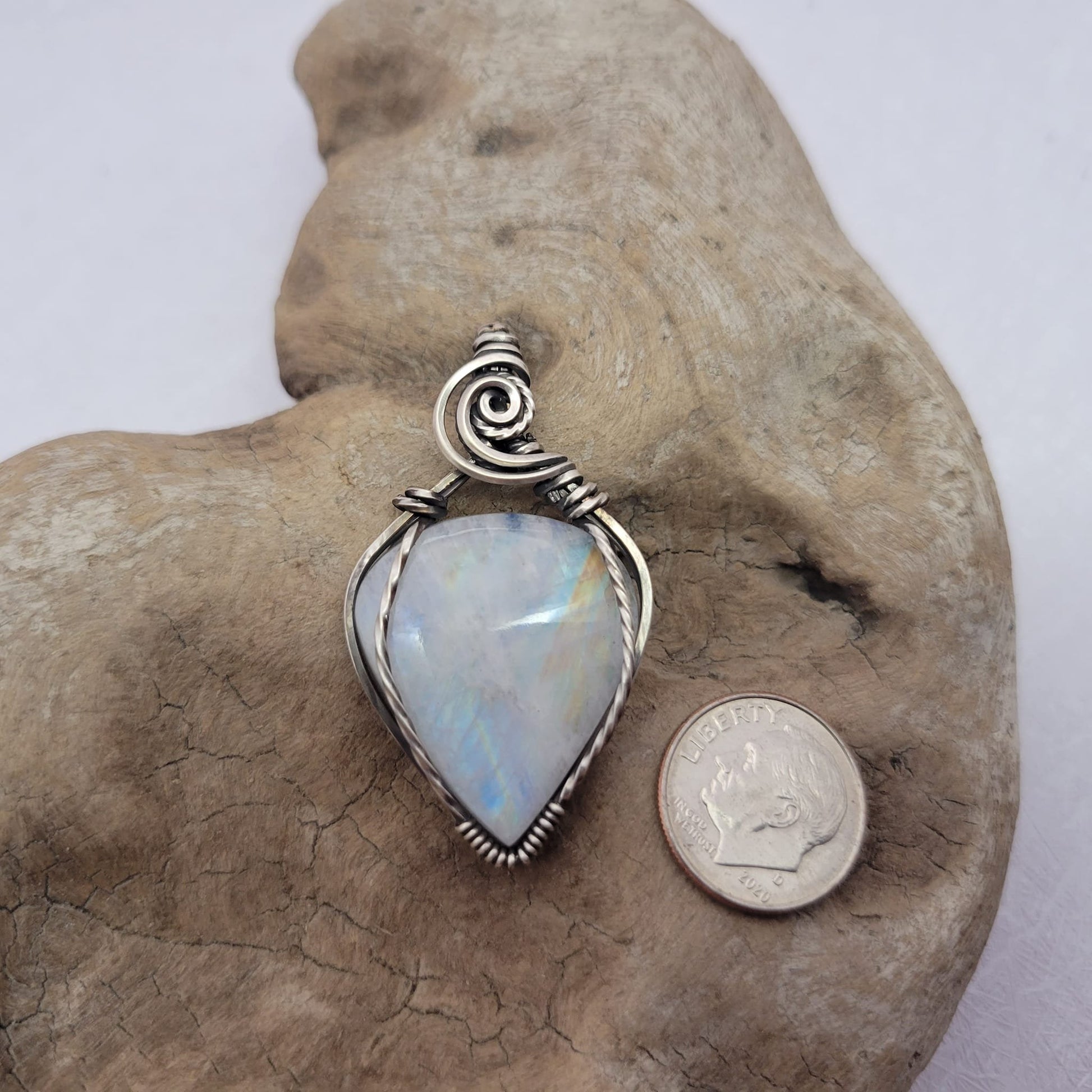 Handcrafted Moonstone Sterling Silver Pendant Necklace — front view