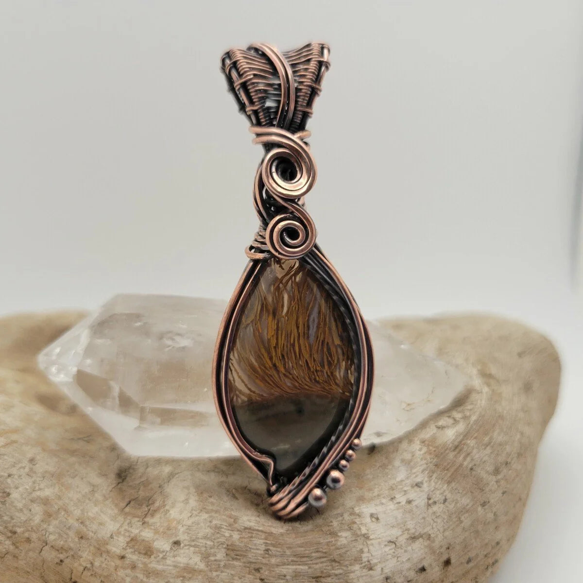 Handcrafted Priday Thunderegg Agate Copper Pendant Necklace — detail view