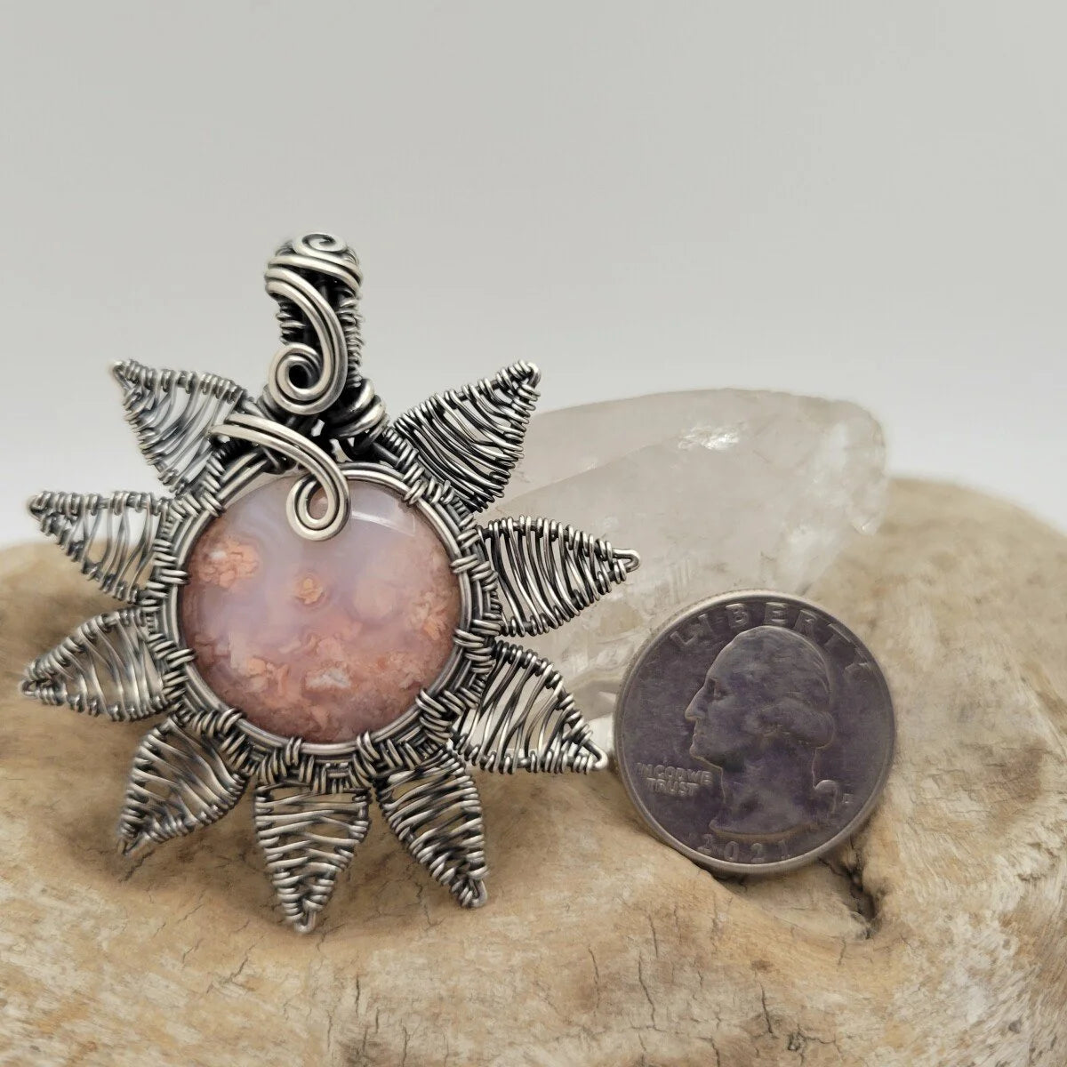 Handcrafted Cotton Candy Agate Sterling Silver Pendant Necklace — product image 7