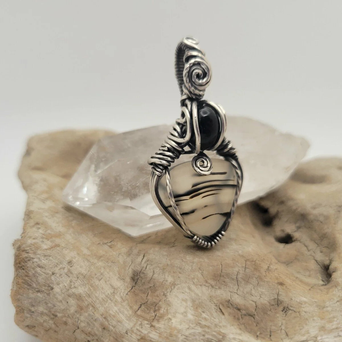 Handcrafted Satin Agate Sterling Silver Pendant Necklace — product image 6