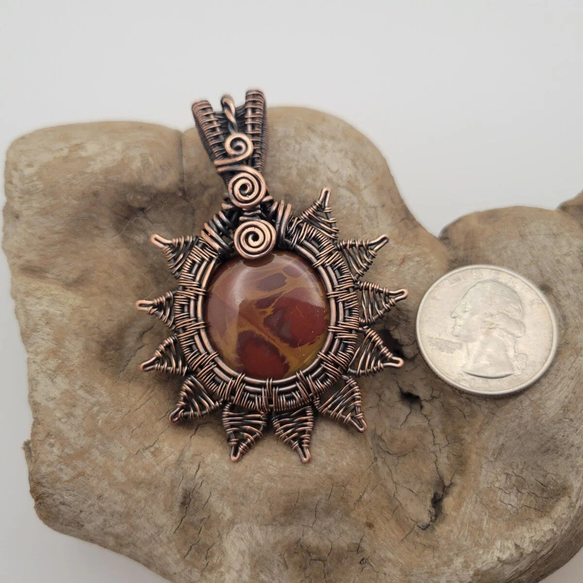 Handcrafted Red Picture Jasper and Picture Jasper Copper Pendant Necklace — product image 11