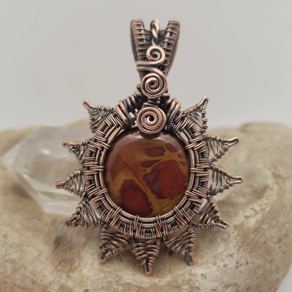 Handcrafted Red Picture Jasper and Picture Jasper Copper Pendant Necklace — product image 6