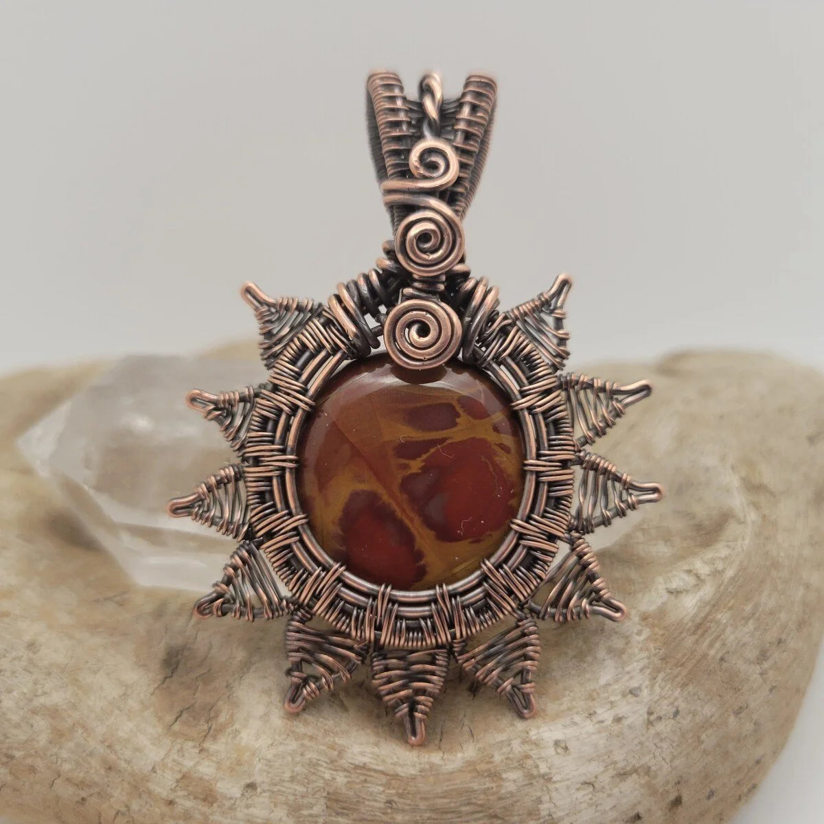 Handcrafted Red Picture Jasper and Picture Jasper Copper Pendant Necklace — product image 7