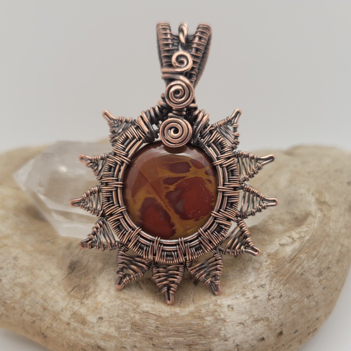 Handcrafted Red Picture Jasper and Picture Jasper Copper Pendant Necklace — product image 8