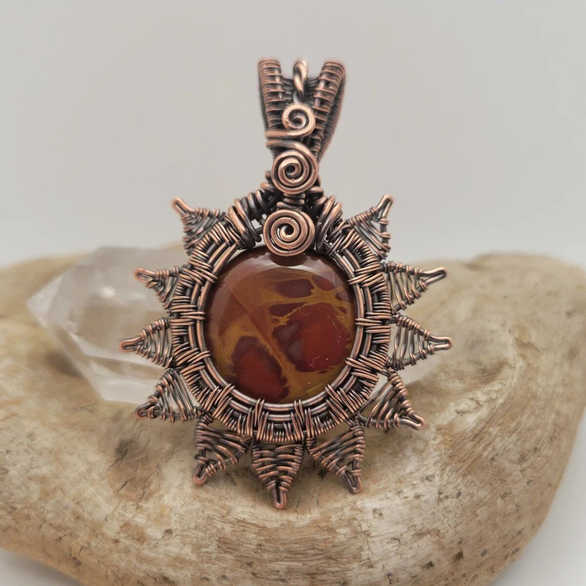 Handcrafted Red Picture Jasper and Picture Jasper Copper Pendant Necklace — product image 9