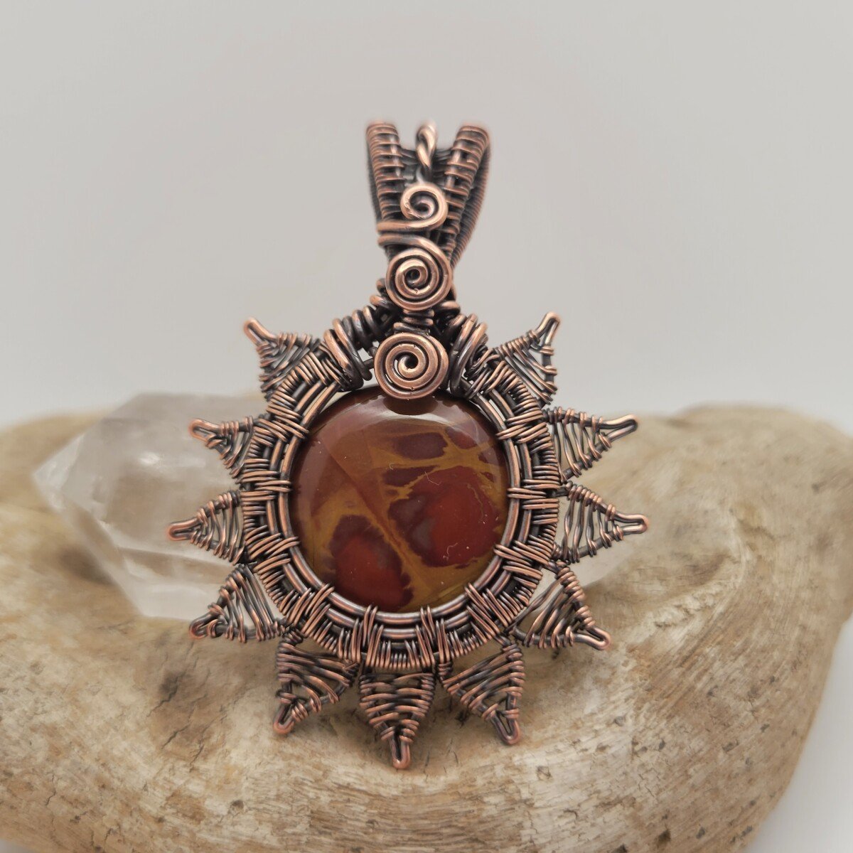 Handcrafted Red Picture Jasper and Picture Jasper Copper Pendant Necklace — product image 10