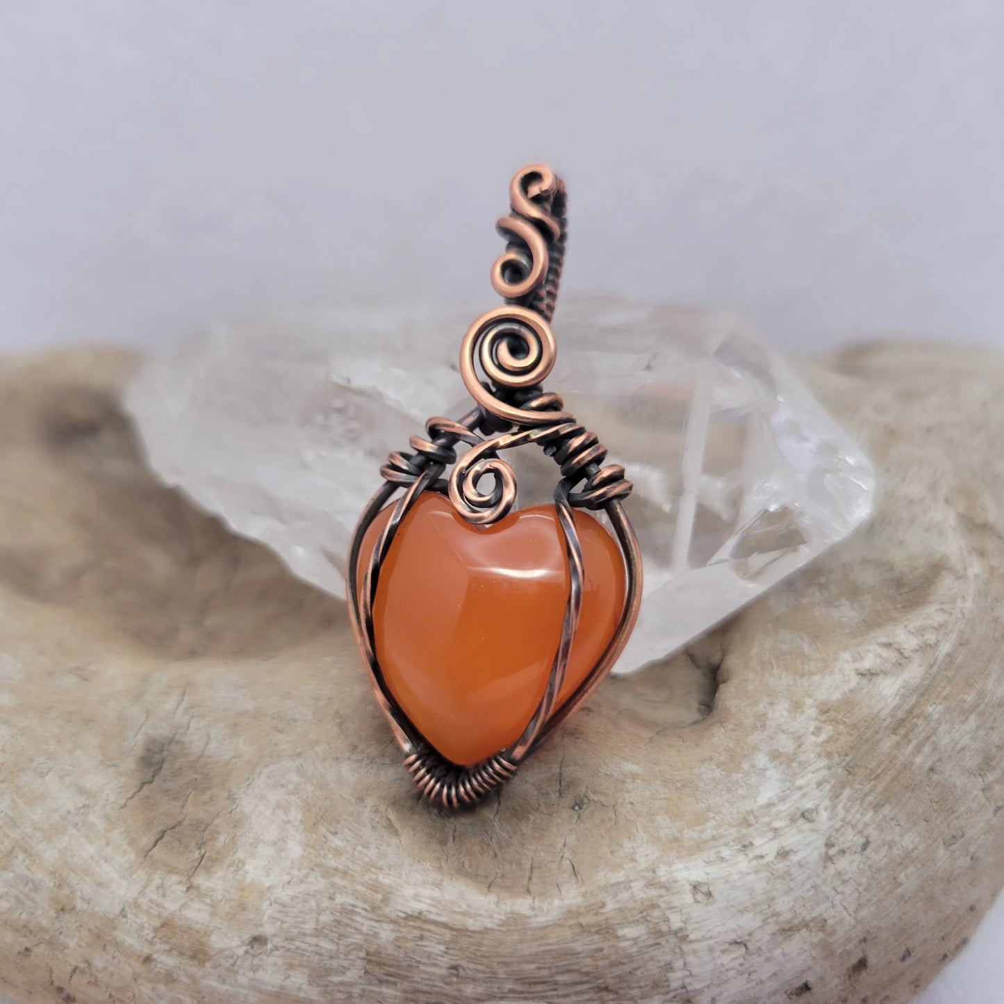 Handcrafted Carnelian Copper Heart Pendant Necklace — product image 6