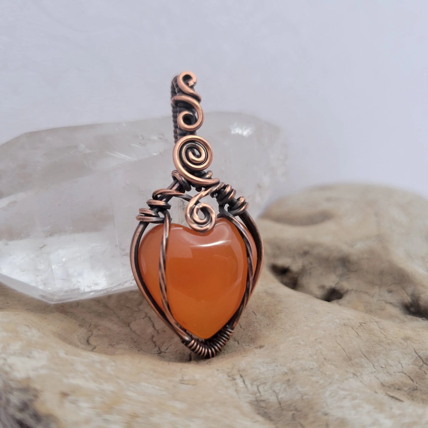 Handcrafted Carnelian Copper Heart Pendant Necklace — product image 7