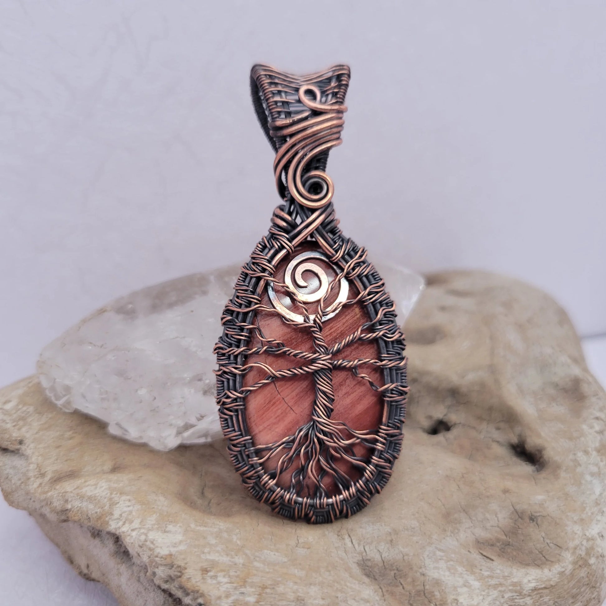 Handcrafted Red Jasper Copper Tree of Life Pendant Necklace — product image 6