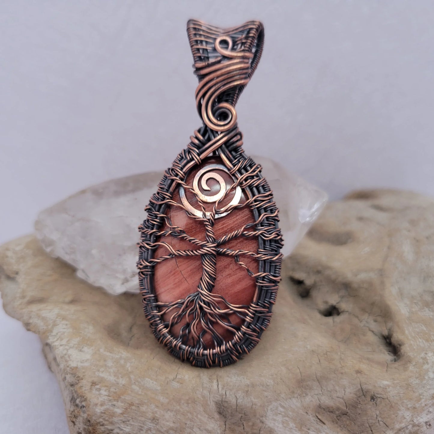 Handcrafted Red Jasper Copper Tree of Life Pendant Necklace — product image 7