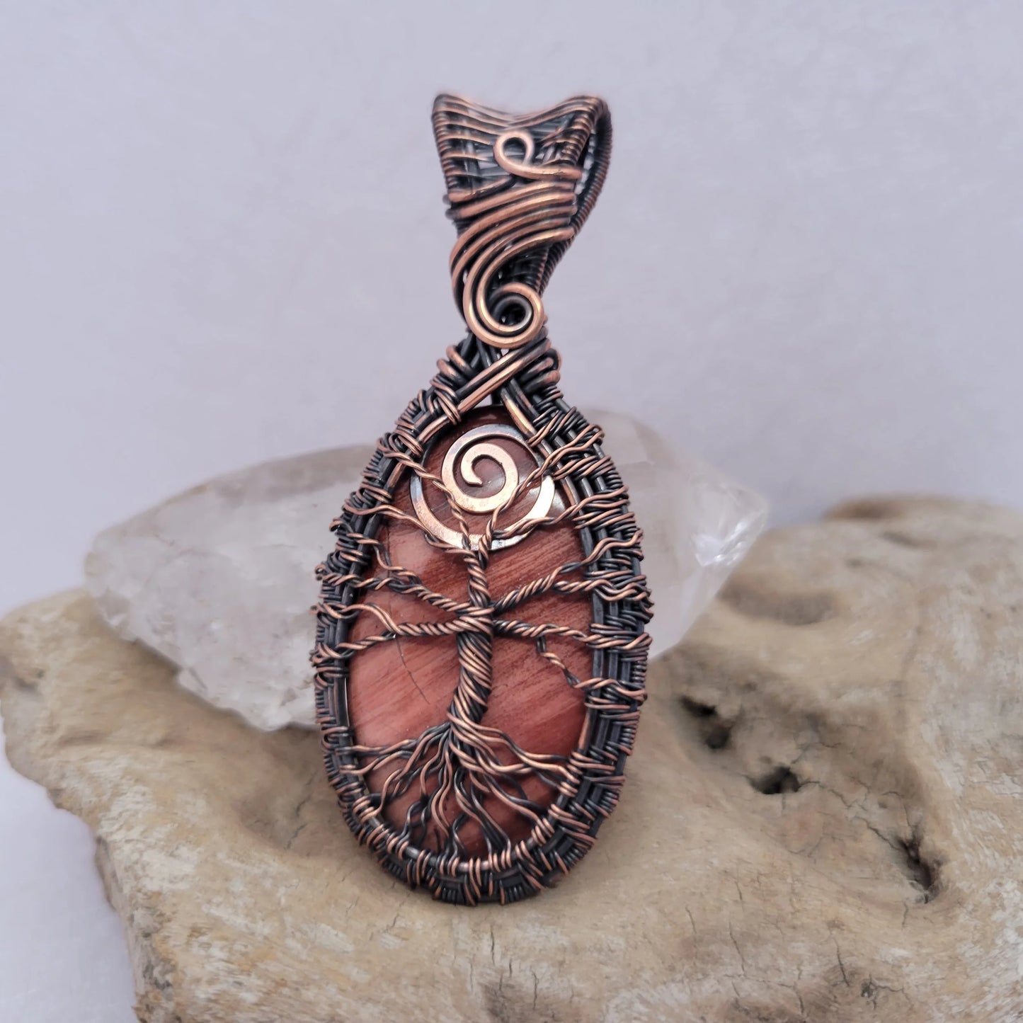 Handcrafted Red Jasper Copper Tree of Life Pendant Necklace — product image 8