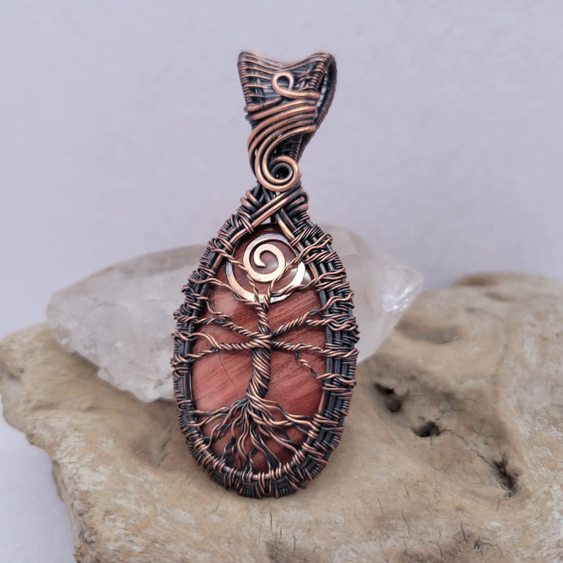 Handcrafted Red Jasper Copper Tree of Life Pendant Necklace — product image 8