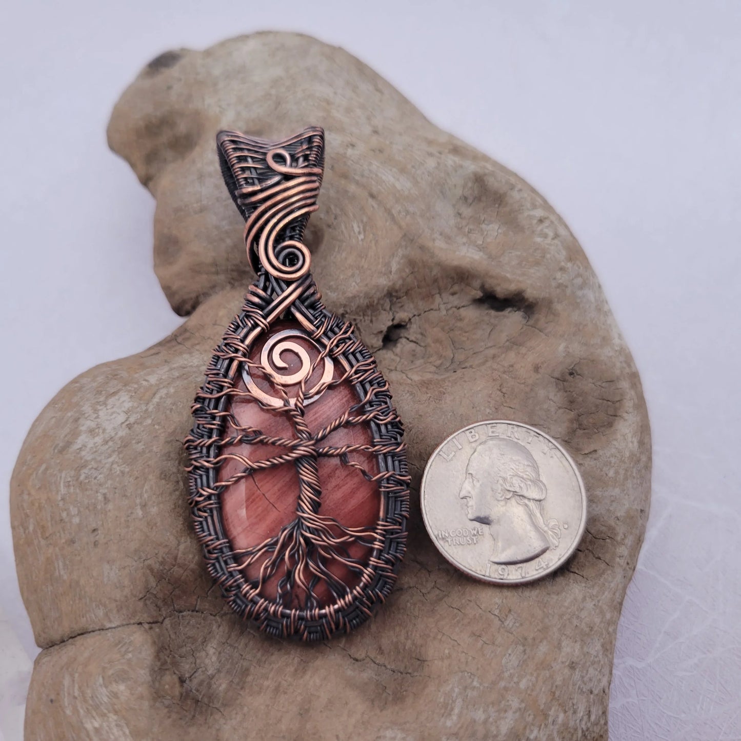 Handcrafted Red Jasper Copper Tree of Life Pendant Necklace — product image 10