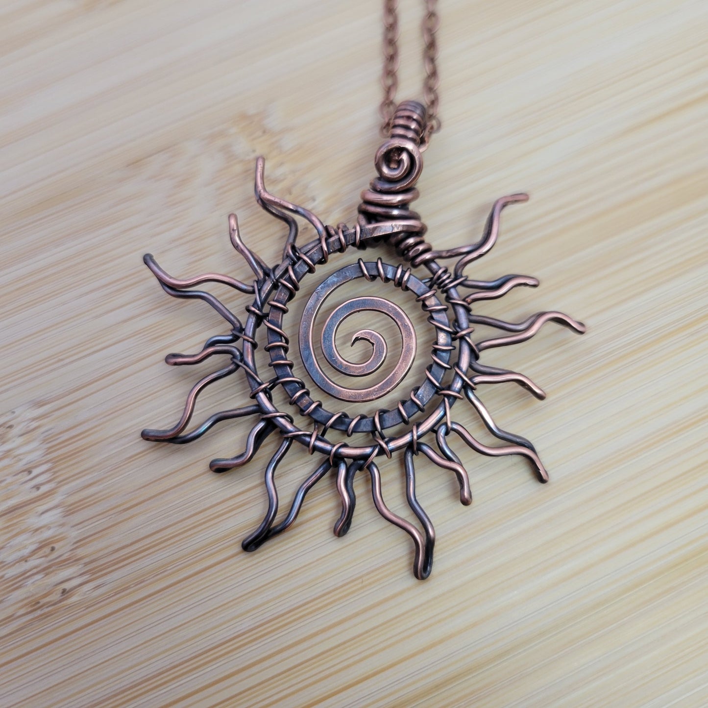 Handcrafted Copper Sun Pendant Necklace — product image 6