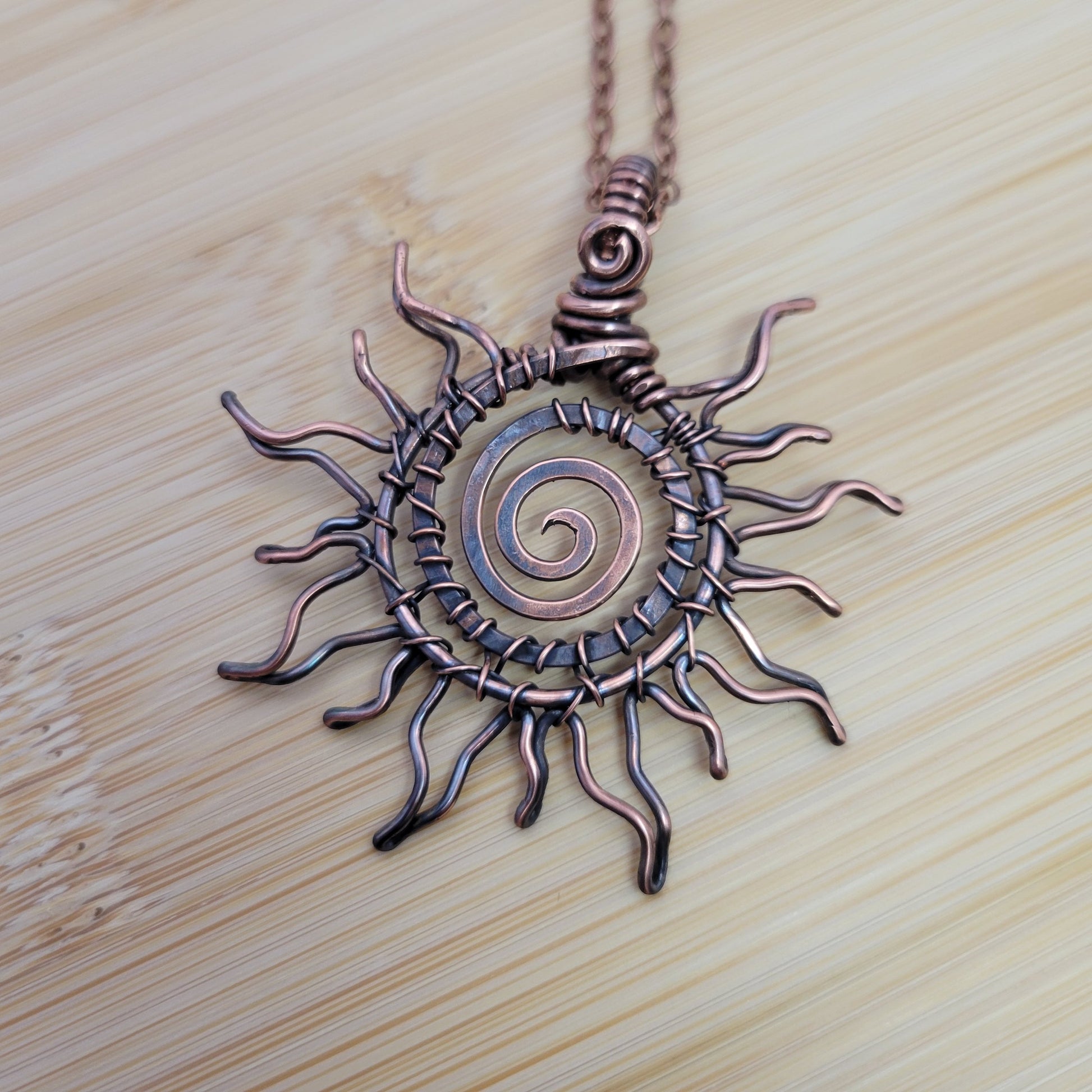 Handcrafted Copper Sun Pendant Necklace — product image 6