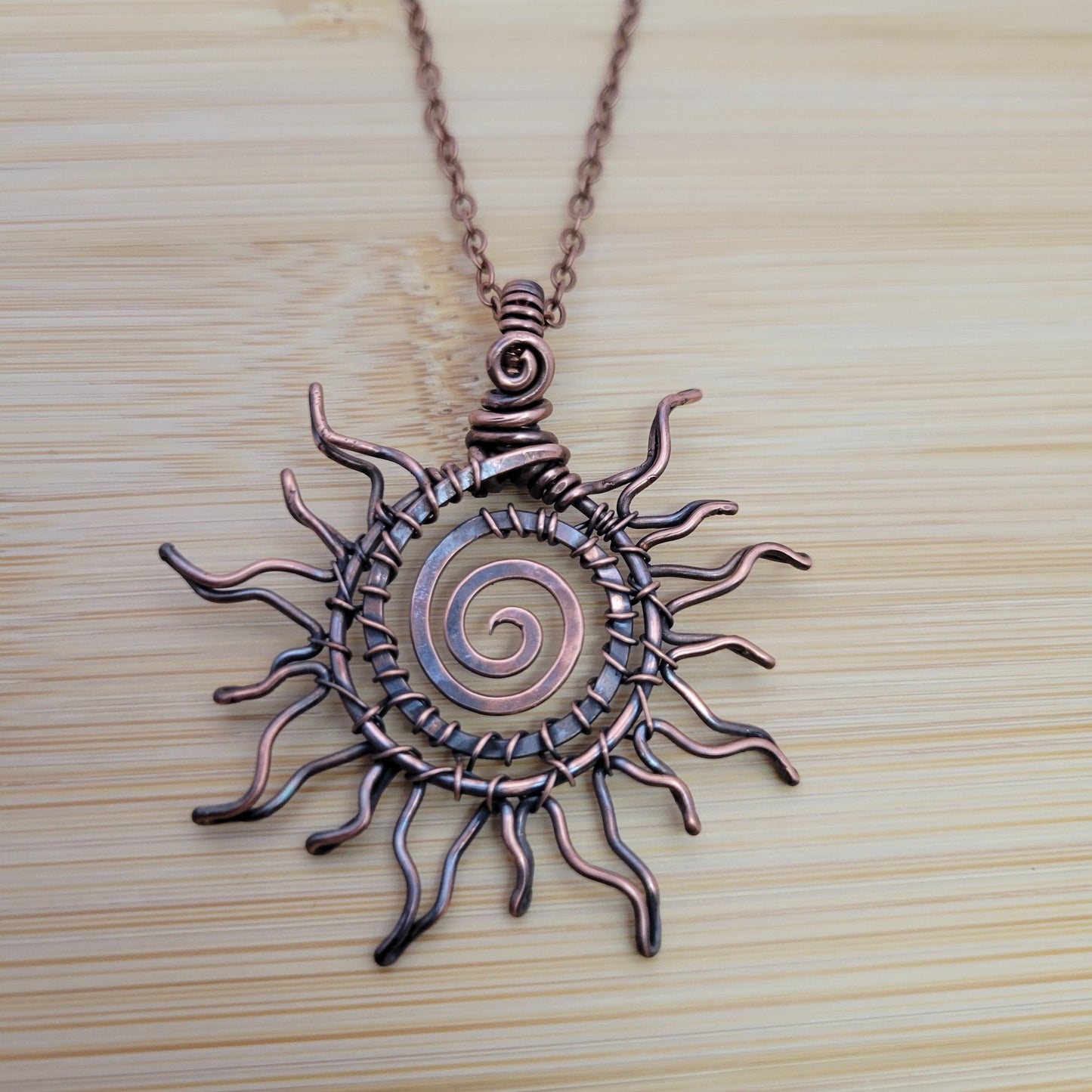 Handcrafted Copper Sun Pendant Necklace — product image 7