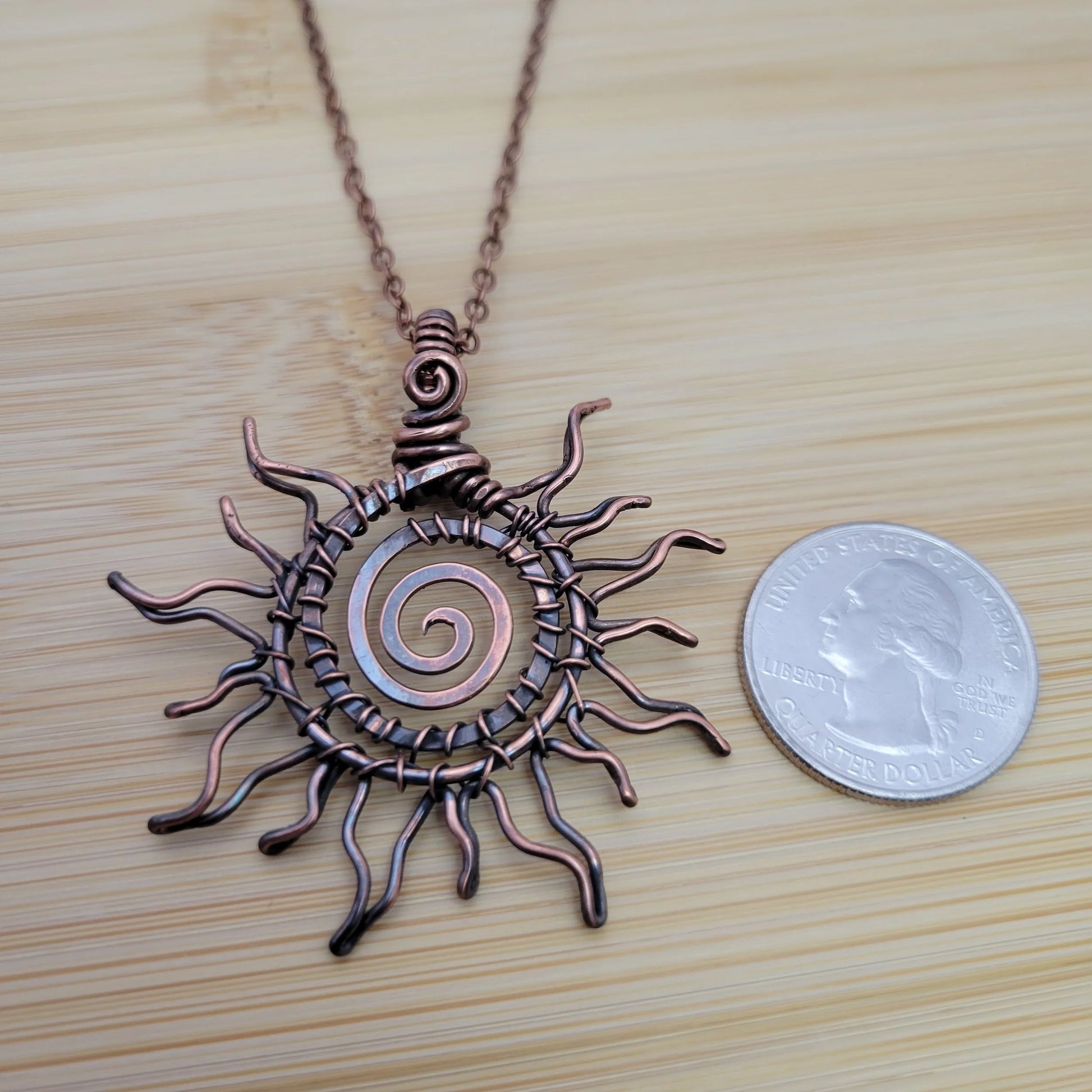 Handcrafted Copper Sun Pendant Necklace — product image 8