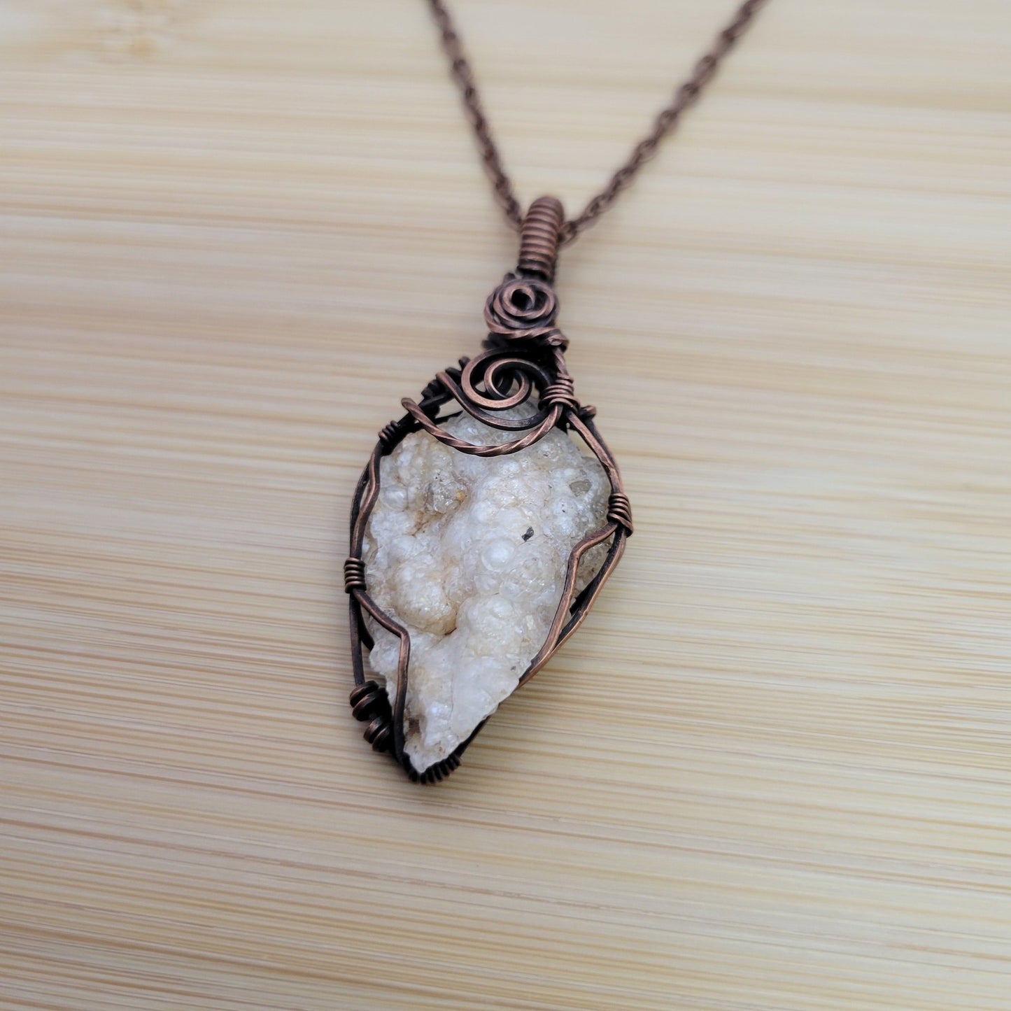 Handcrafted Desert Agate Copper Pendant Necklace — detail view