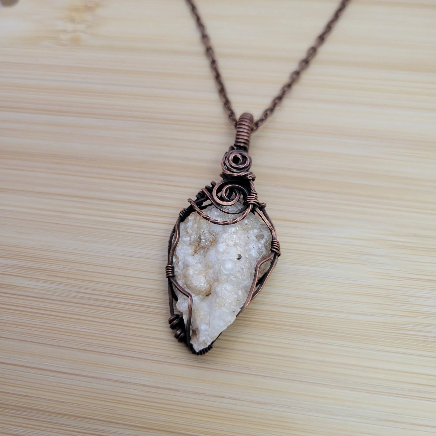 Handcrafted Desert Agate Copper Pendant Necklace — close-up