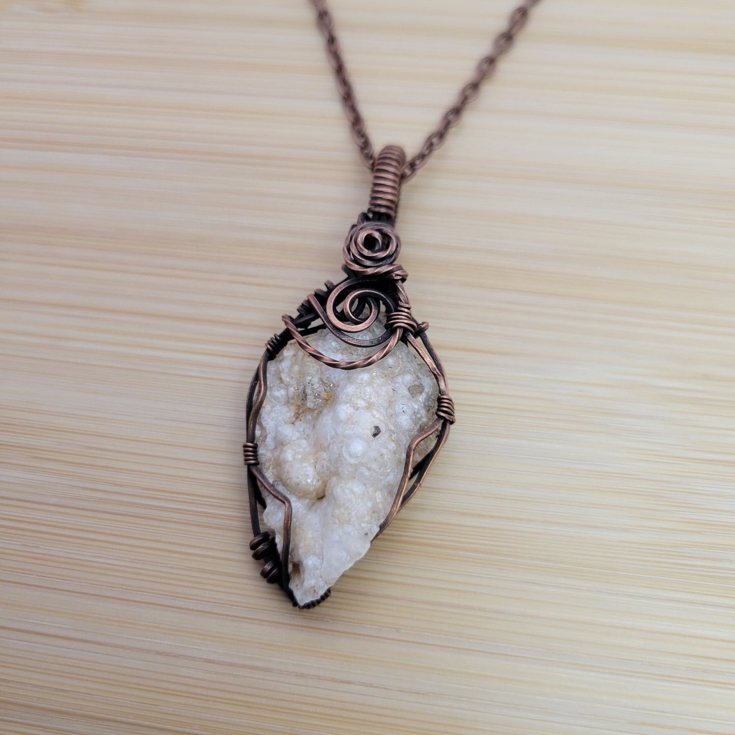 Handcrafted Desert Agate Copper Pendant Necklace — side view