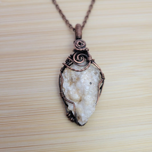 Handcrafted Desert Agate Copper Pendant Necklace — front view