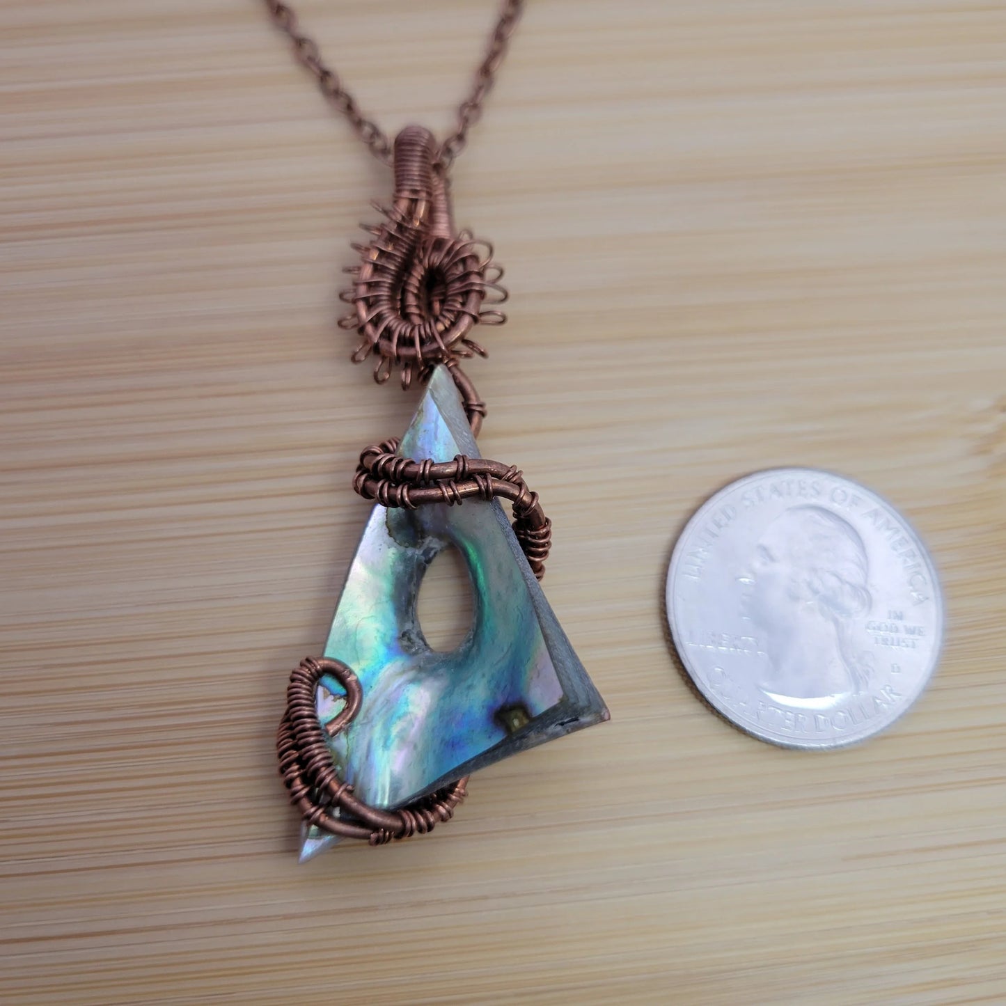 Handcrafted Abalone Shell Copper Pendant Necklace — product image 6