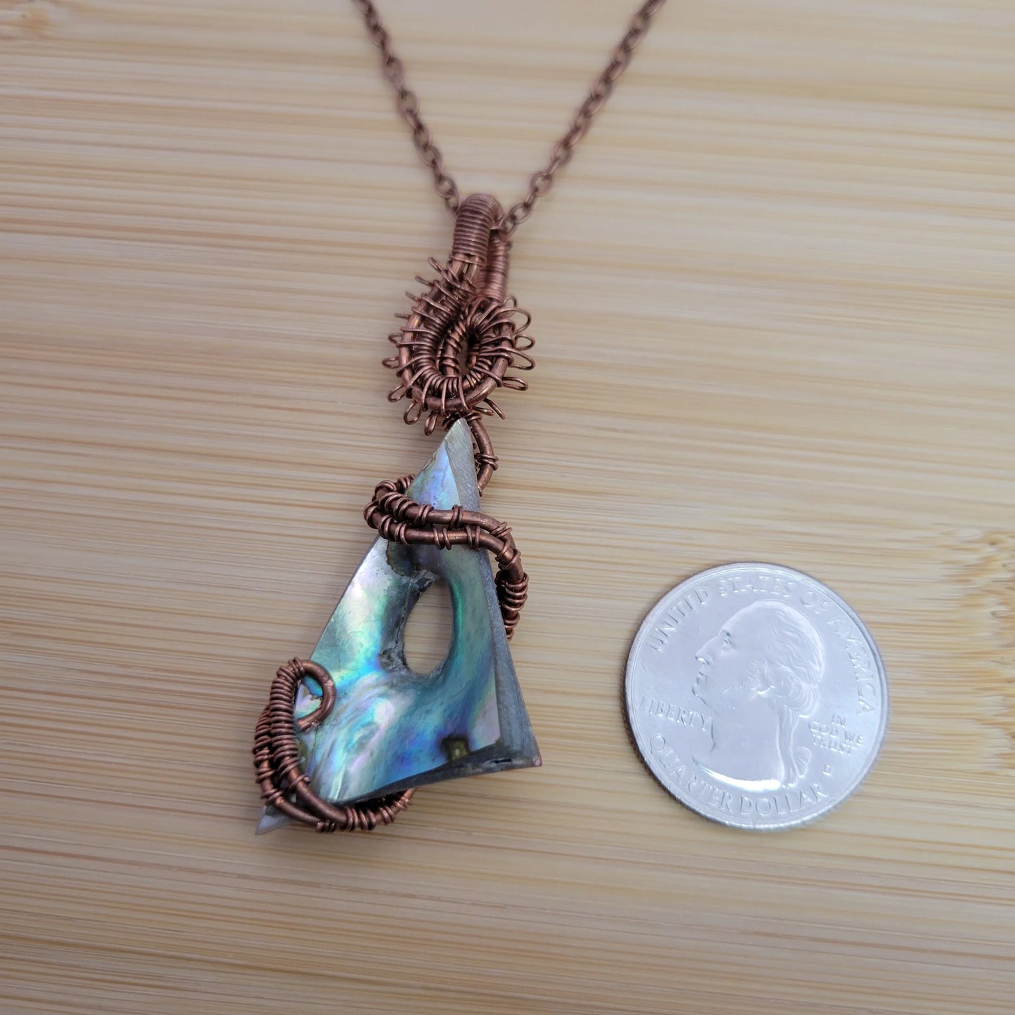 Handcrafted Abalone Shell Copper Pendant Necklace — product image 7