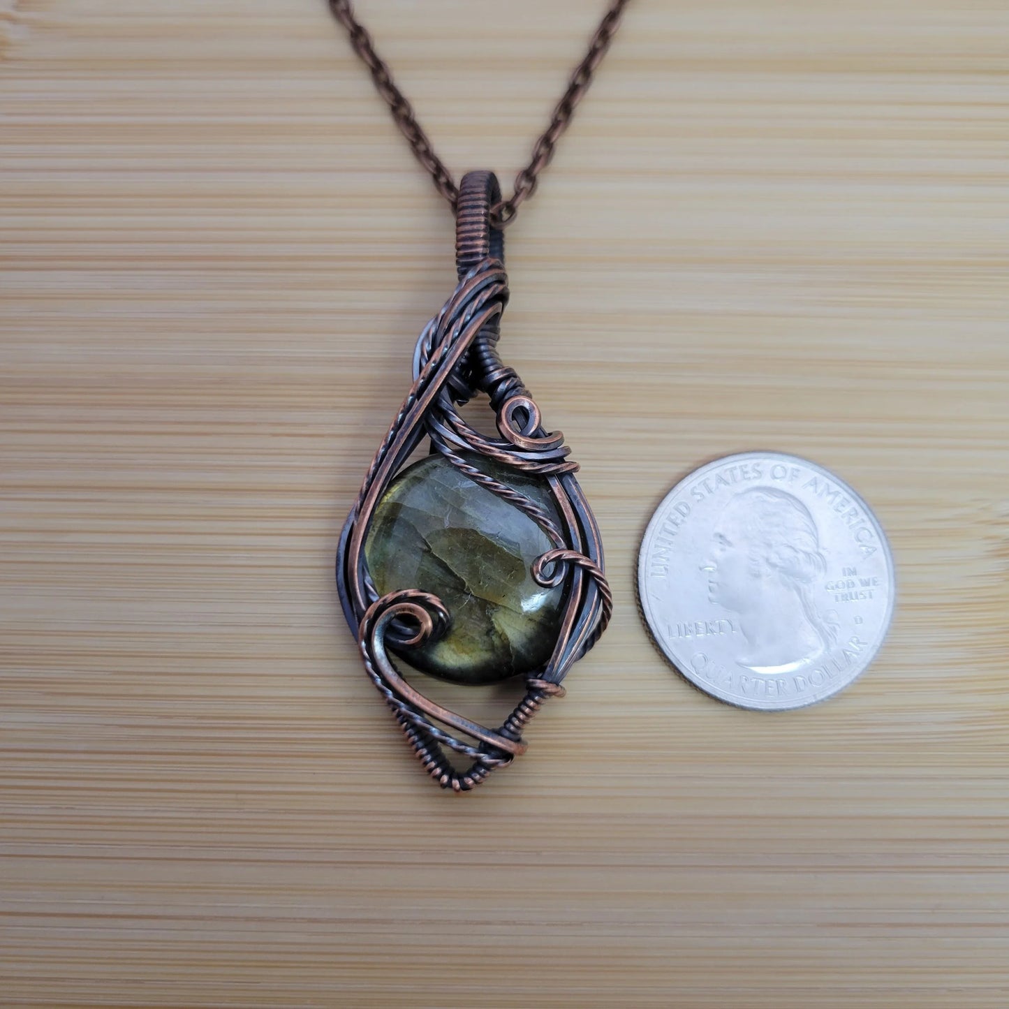 Handcrafted Labradorite Copper Pendant Necklace — product image 7