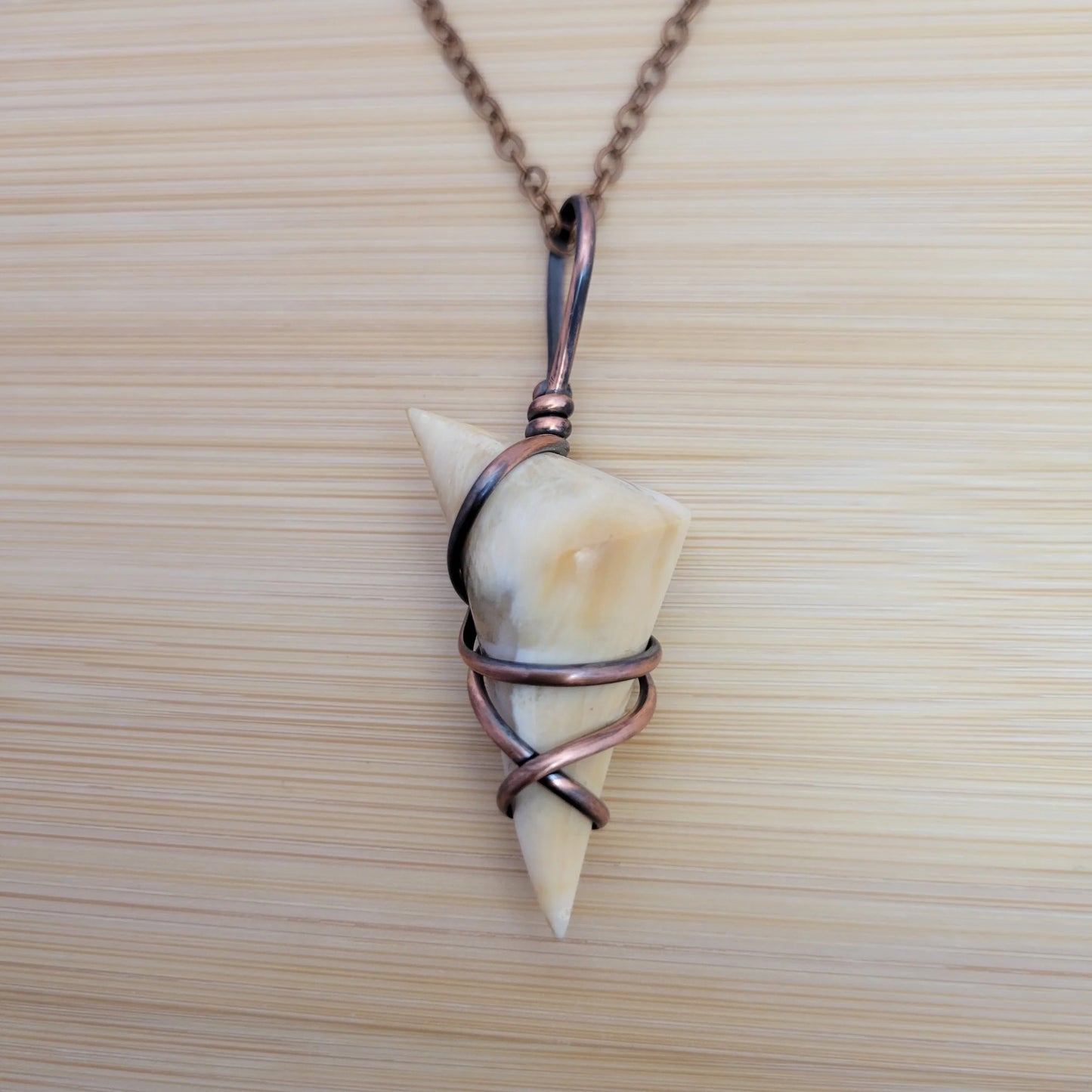 Handcrafted Petrified Wood Copper Pendant Necklace — product image 8