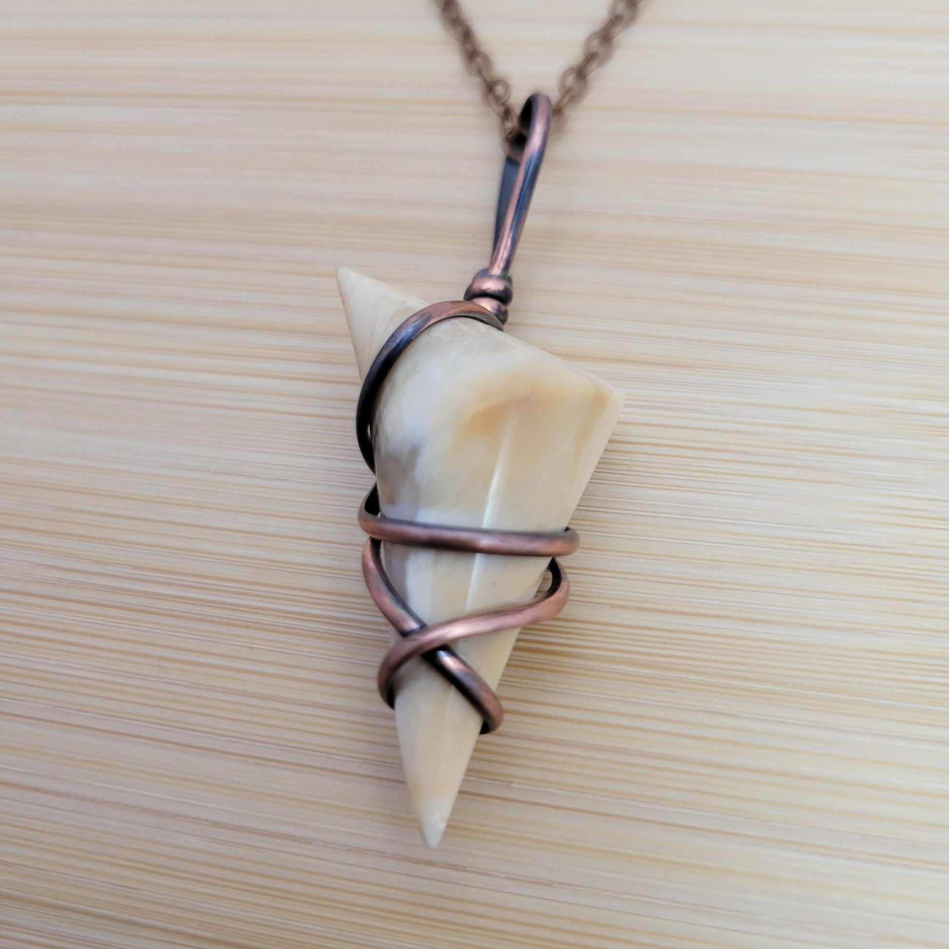 Handcrafted Petrified Wood Copper Pendant Necklace — product image 7