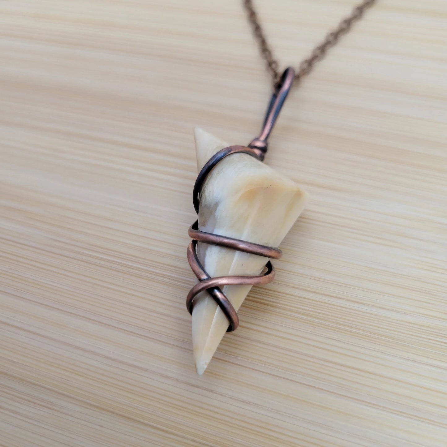 Handcrafted Petrified Wood Copper Pendant Necklace — product image 6