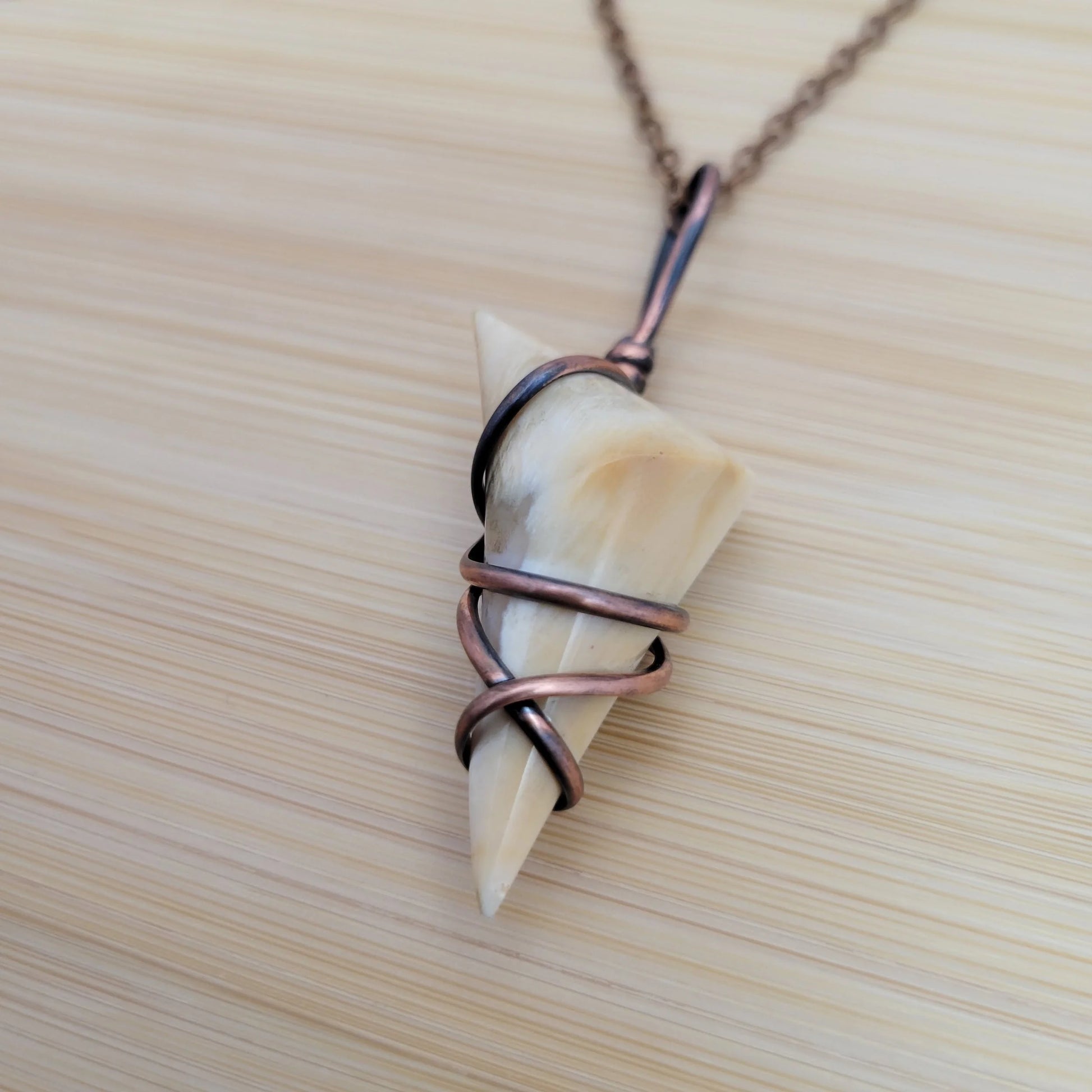 Handcrafted Petrified Wood Copper Pendant Necklace — product image 6
