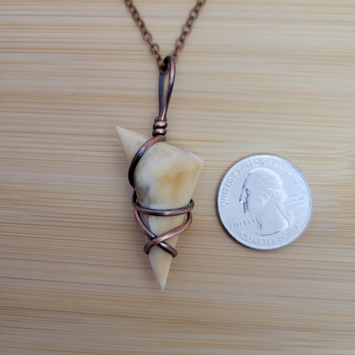 Handcrafted Petrified Wood Copper Pendant Necklace — product image 9
