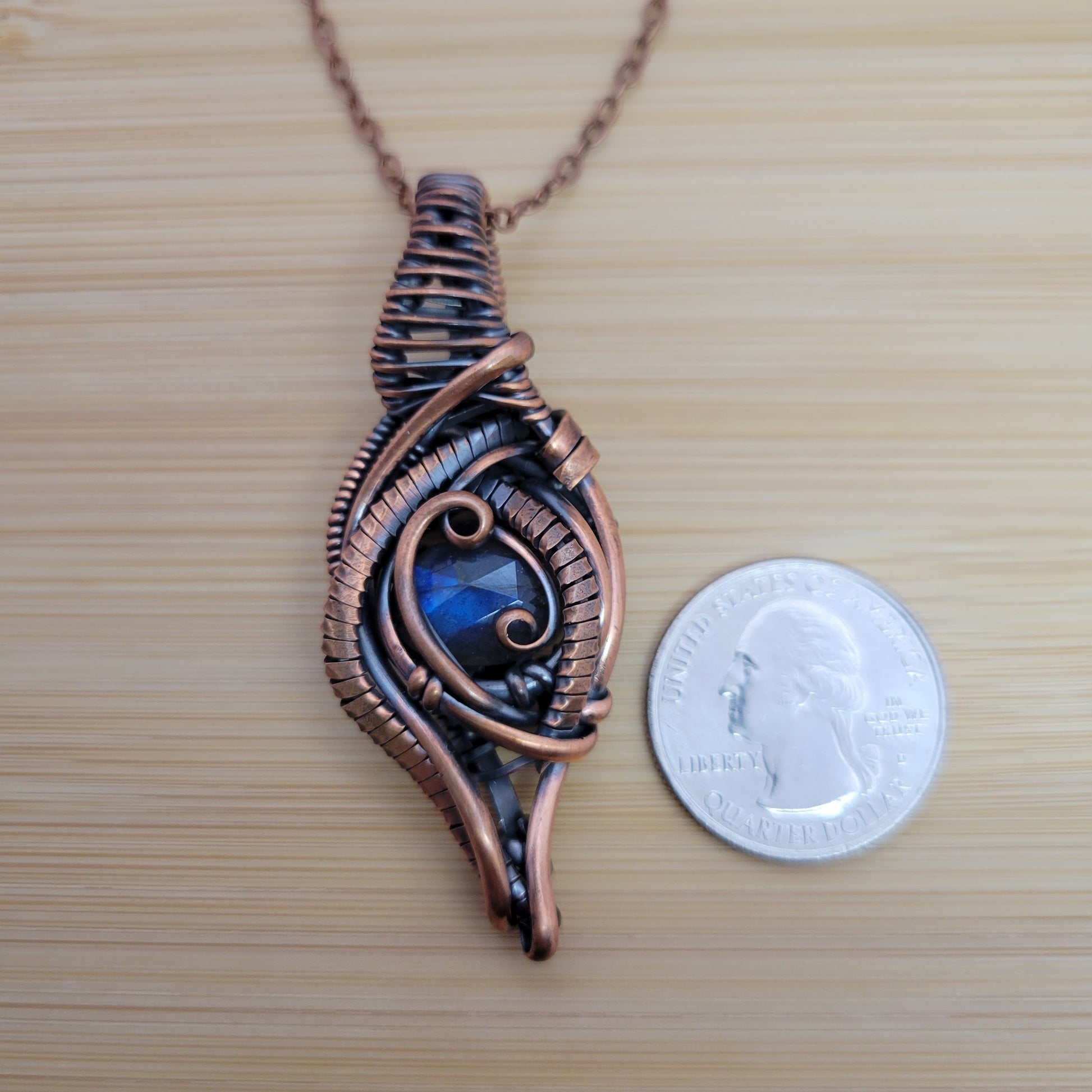 Handcrafted Labradorite Copper Pendant Necklace — product image 11