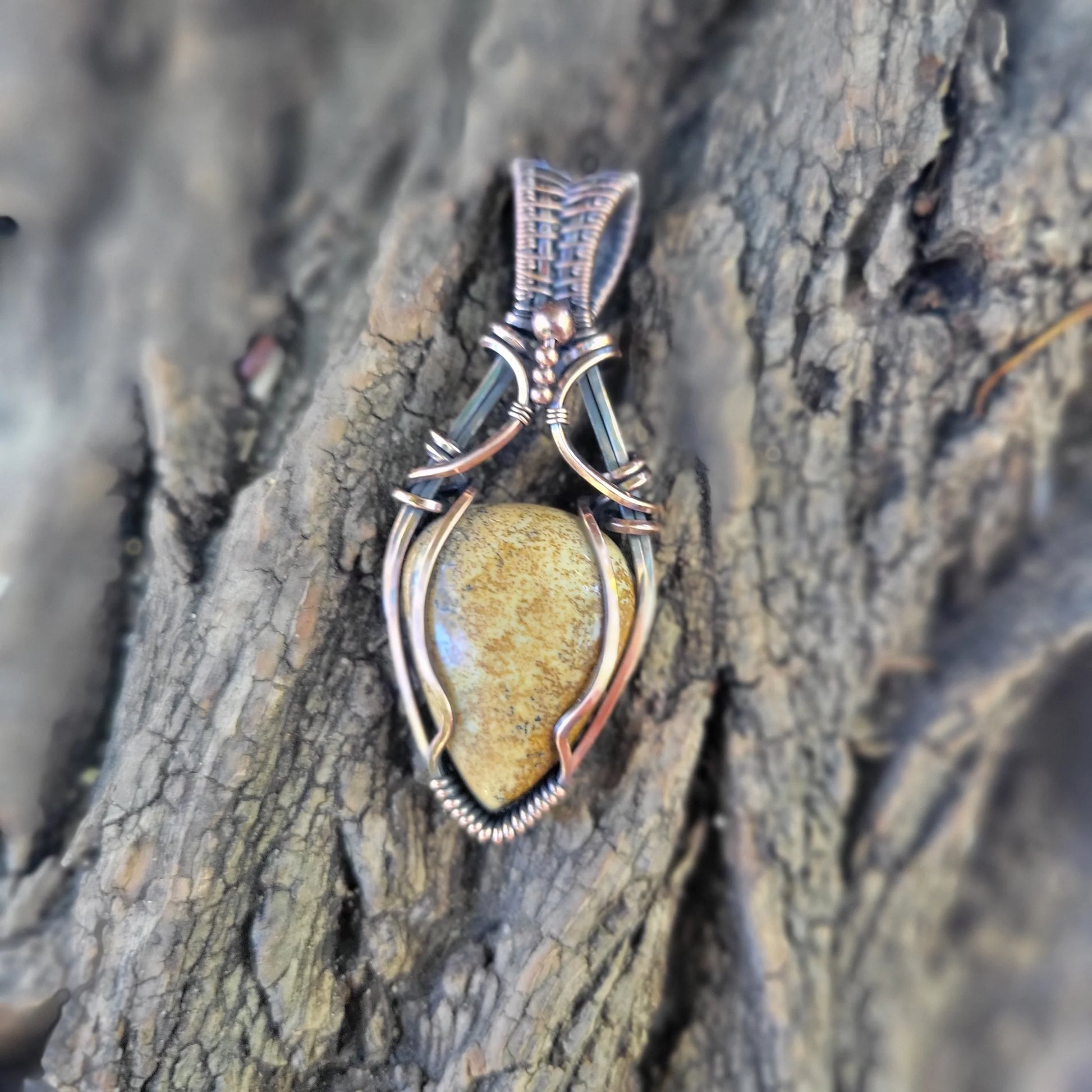 Handcrafted Picture Jasper Copper Pendant Necklace — product image 7