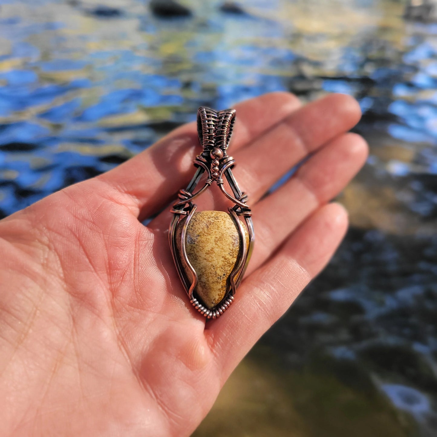 Handcrafted Picture Jasper Copper Pendant Necklace — product image 6