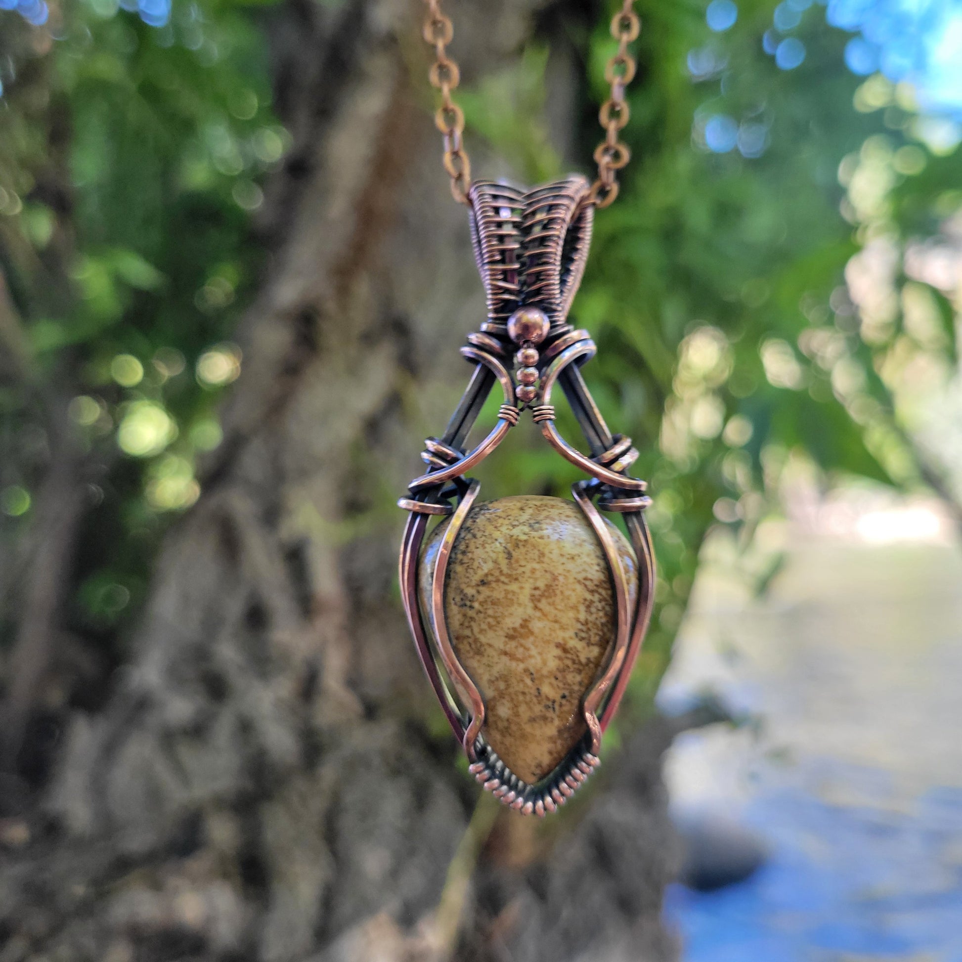 Handcrafted Picture Jasper Copper Pendant Necklace — product image 8