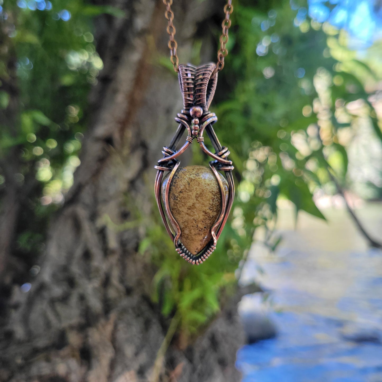 Handcrafted Picture Jasper Copper Pendant Necklace — product image 9