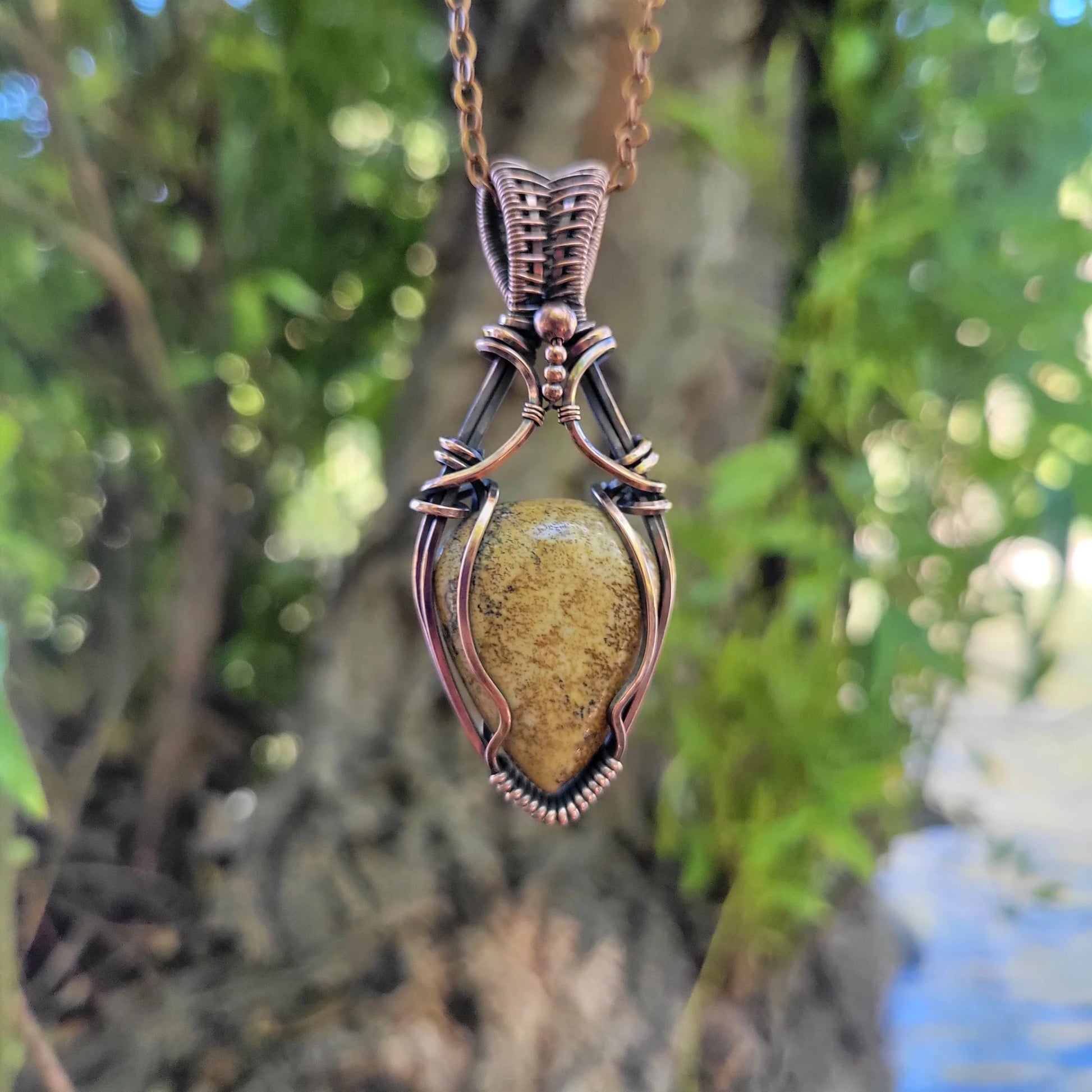 Handcrafted Picture Jasper Copper Pendant Necklace — product image 10