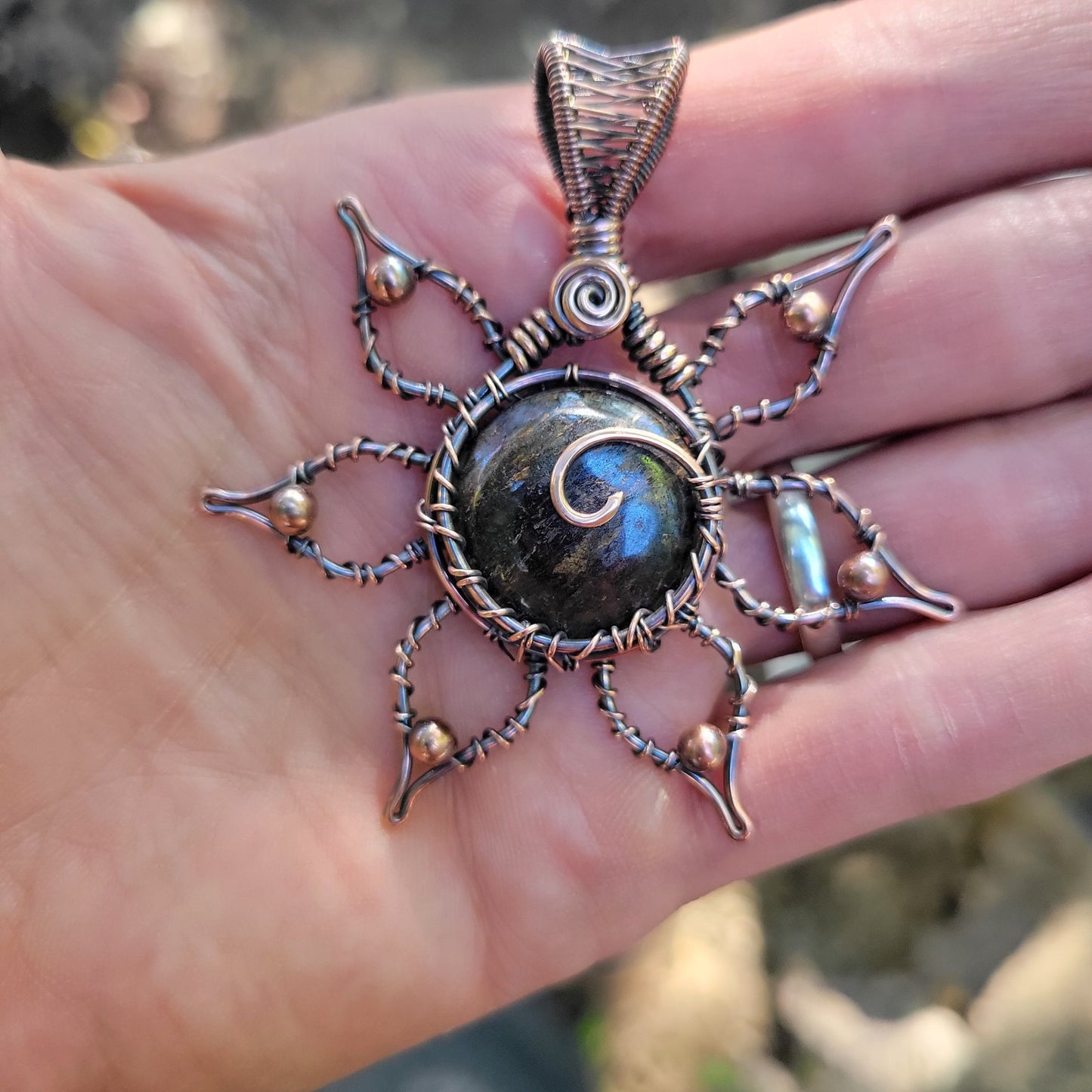 Handcrafted Copper Flower Pendant Necklace — product image 6