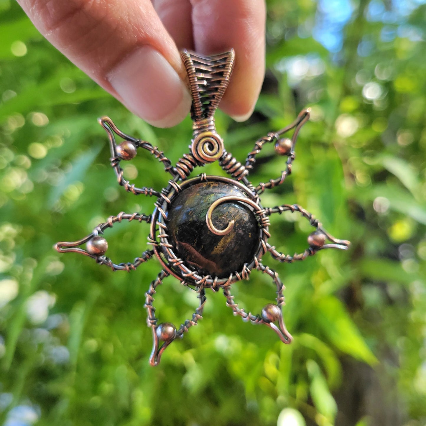 Handcrafted Copper Flower Pendant Necklace — product image 7