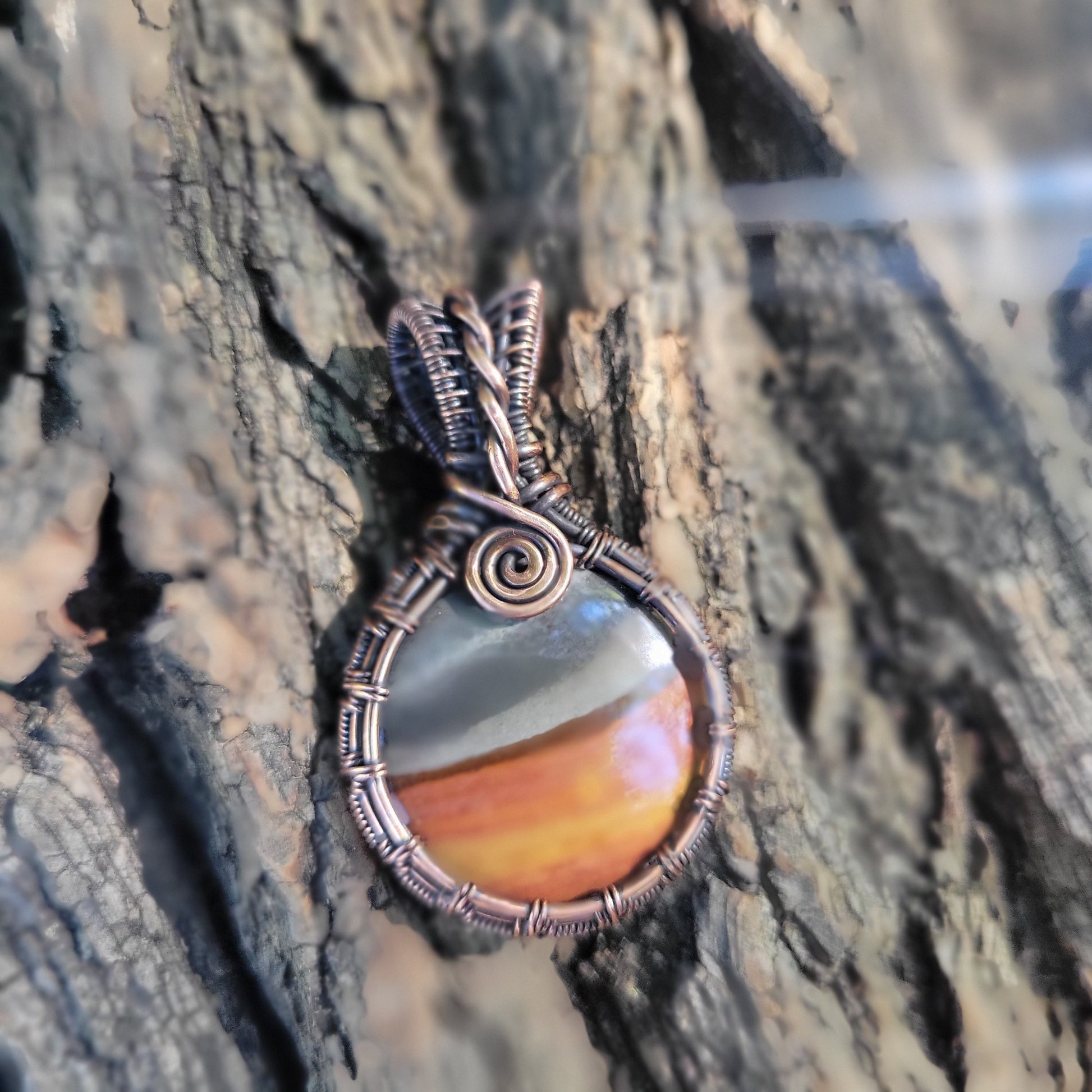 Handcrafted Polychrome Jasper Copper Pendant Necklace — product image 6