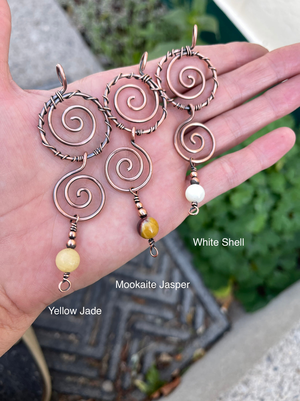 Copper Spiral Gemstone Pendant Necklace