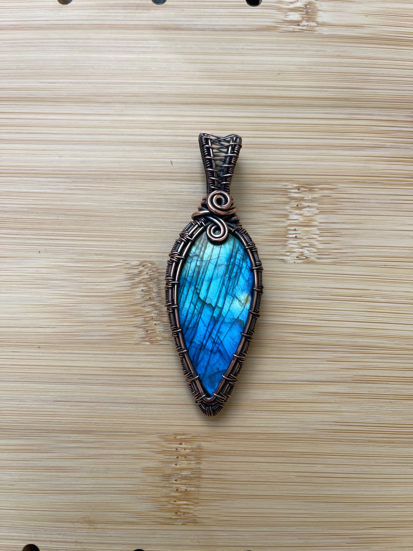 Handmade Copper Wire Wrapped Labradorite Pendant Necklace | Genuine Labradorite Gemstone Jewelry | Nature Inspired Gift